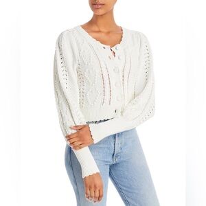 NWT LoveShackFancy Romeo Crop Cardigan White